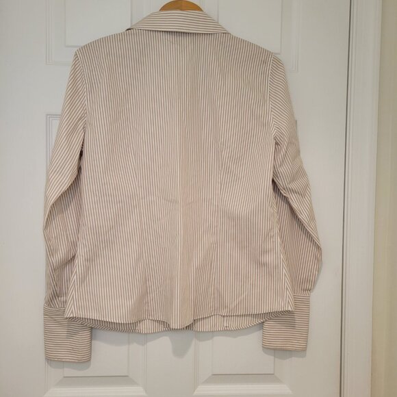 CALVIN KLEIN Blouse Tan & White Stripes - Picture 8 of 10